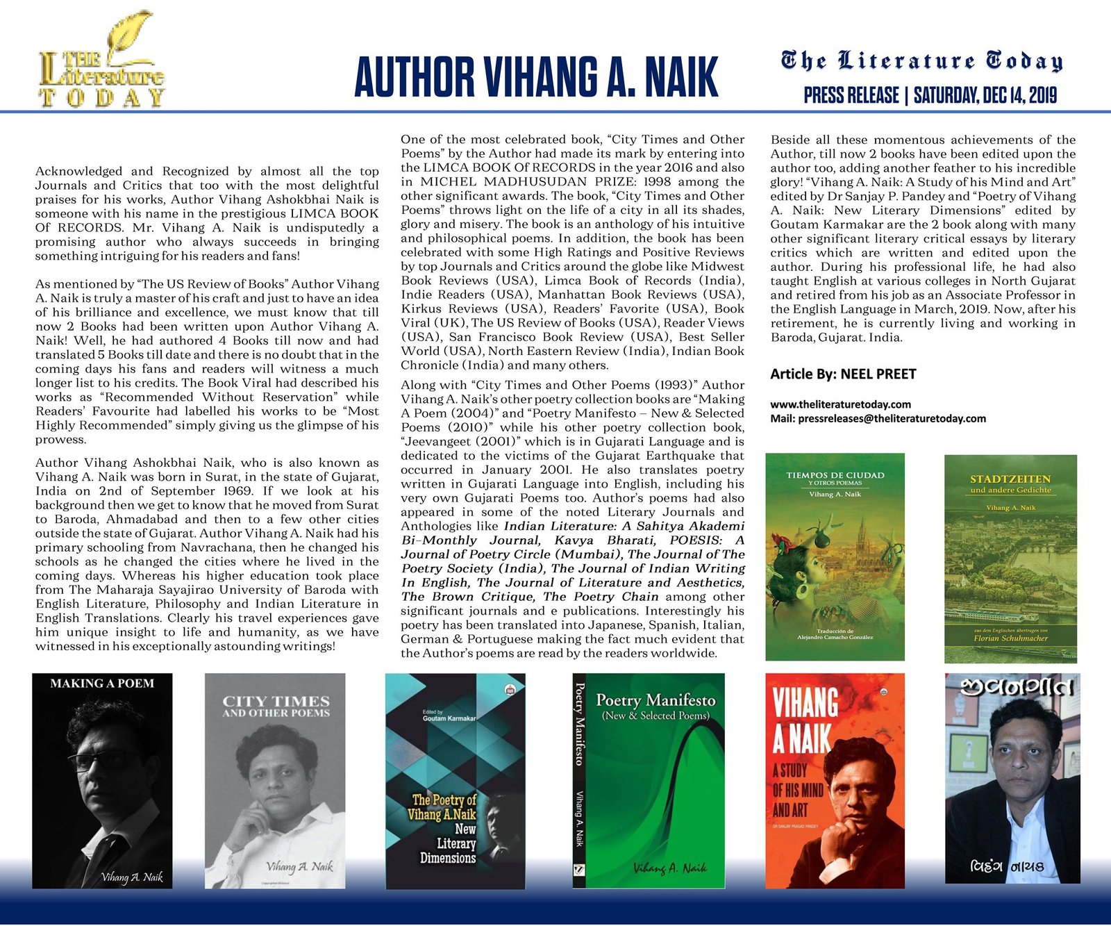 ‘Making A Poem’ by  Vihang A. Naik | The Literature |Today Press Release​