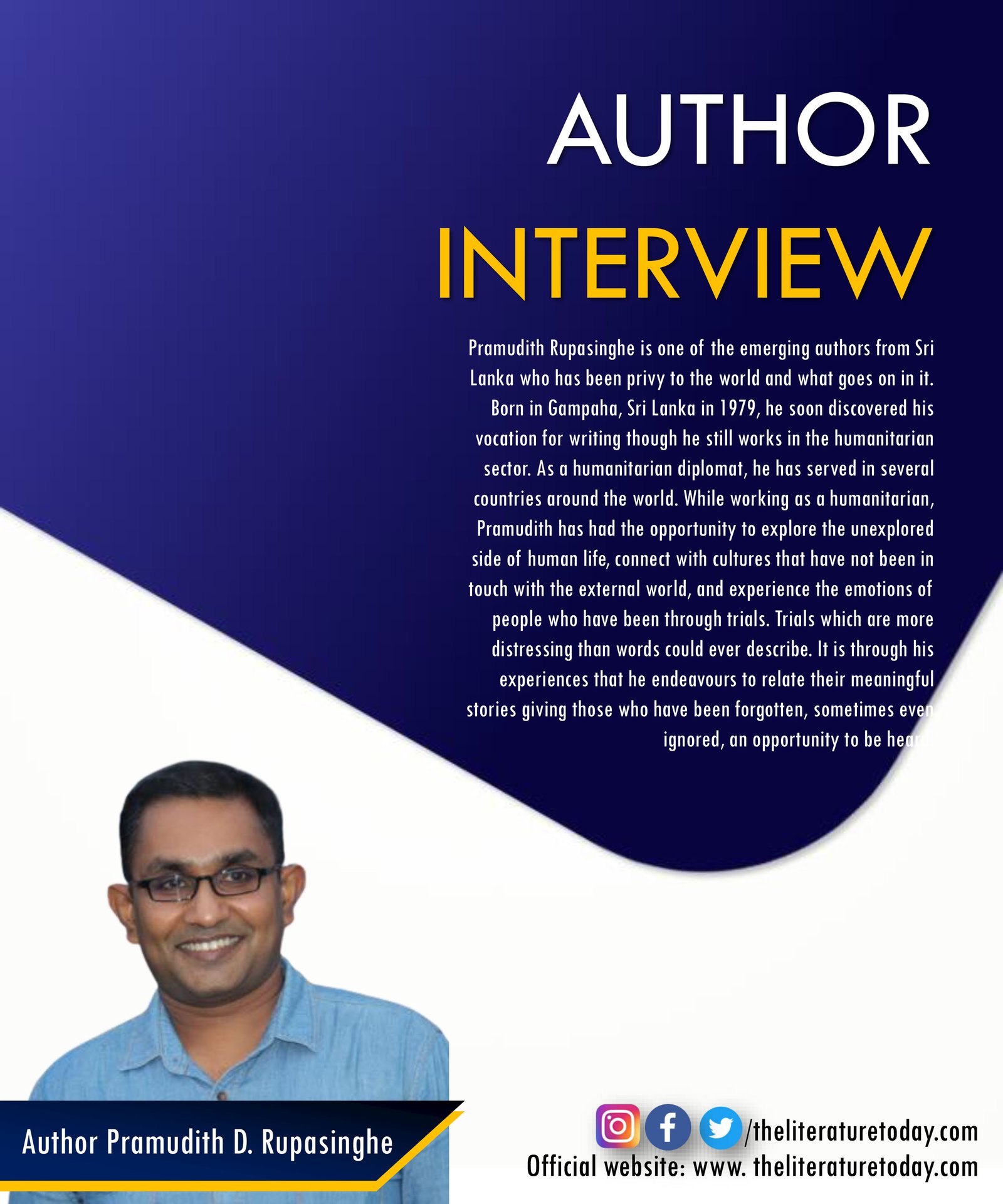 An Interview with Author Pramudith D. Rupasinghe | The Literature Today