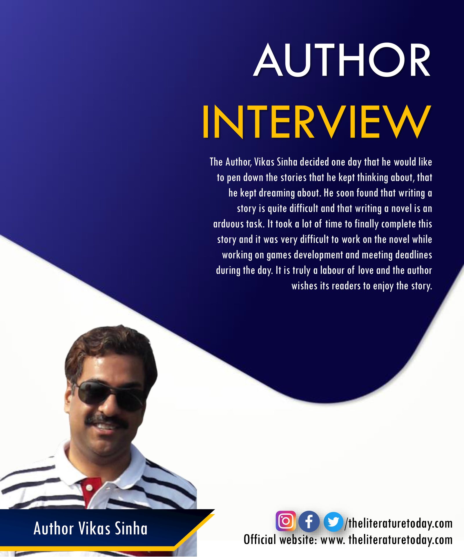 An Interview with Vikas Sinha at The Literature Today