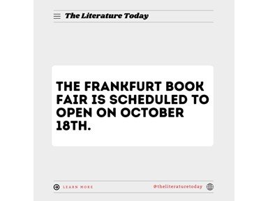 The Frankfurt Book Fair is scheduled to open on October 18th.