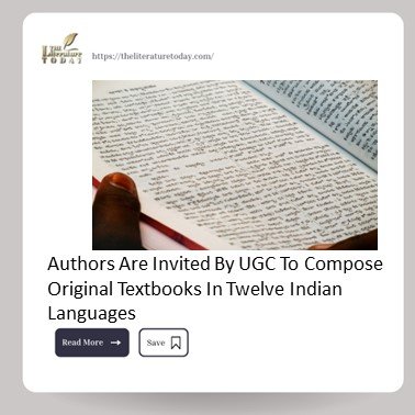 Authors Are Invited By UGC To Compose Original Textbooks In Twelve Indian Languages