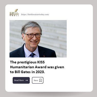 The prestigious KISS Humanitarian Award is given to Bill Gates in 2023.
