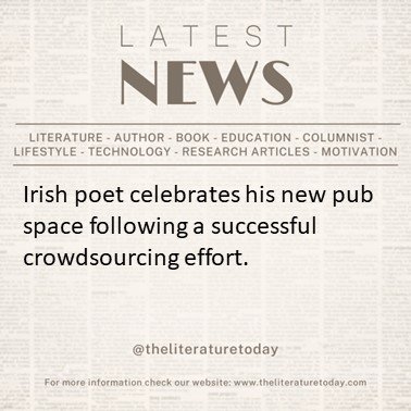 Irish poet celebrates his new pub space following a successful crowdsourcing effort.