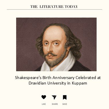 Shakespeare’s Birth Anniversary Celebrated at Dravidian University in Kuppam