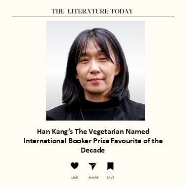 Han Kang’s The Vegetarian Named International Booker Prize Favourite of the Decade