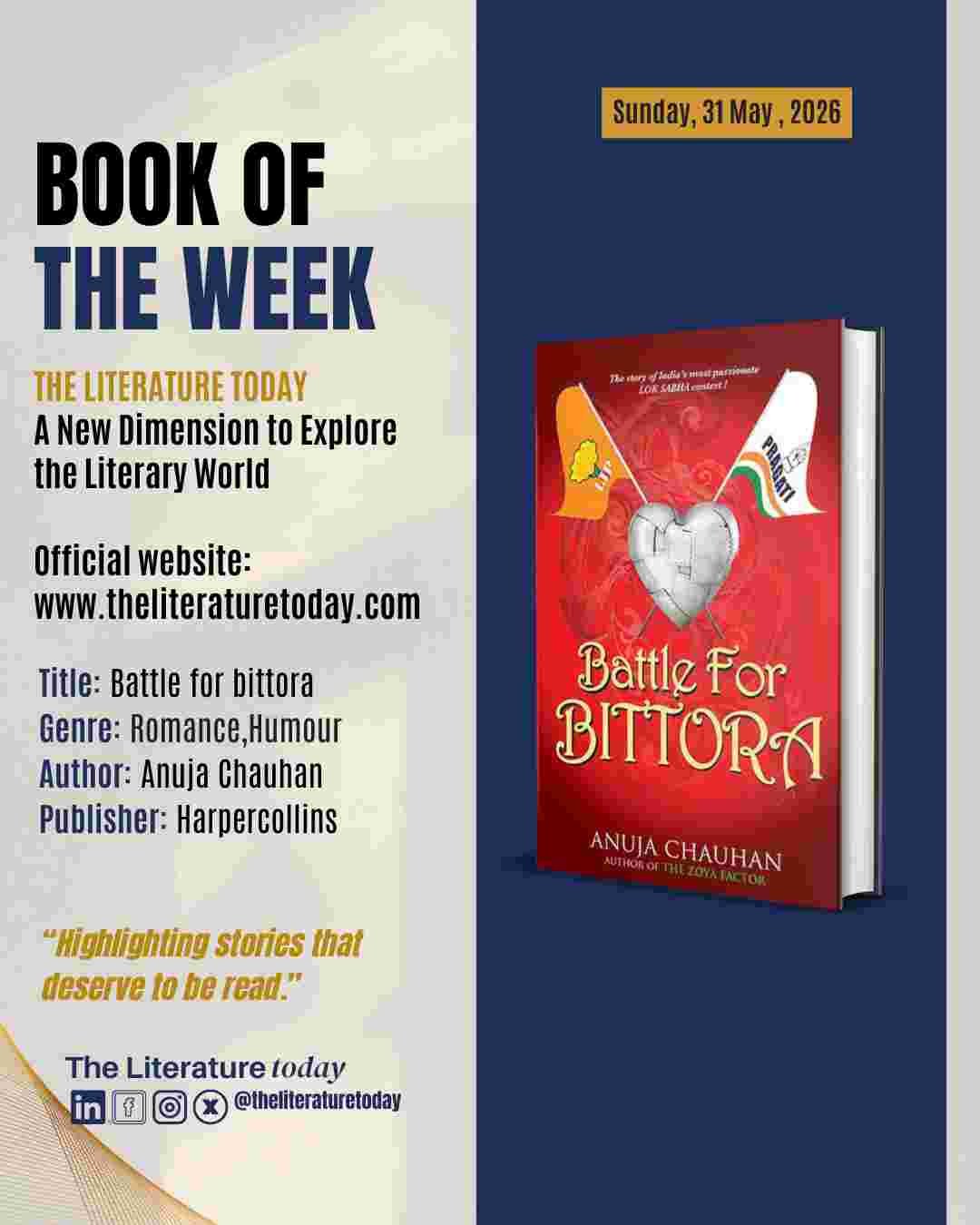 Book of the Week: Battle for Bittora by Anuja Chauhan